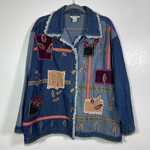 Sara Studio Plus, Vintage Embroidered Fun Denim Jacket. Size 2X. Excellent cond! - Picture 1 of 6